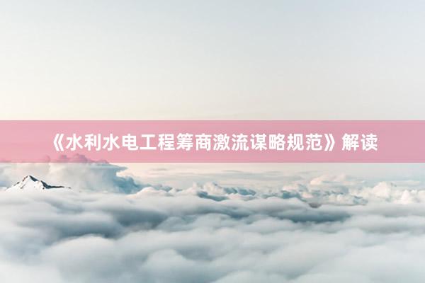 《水利水电工程筹商激流谋略规范》解读