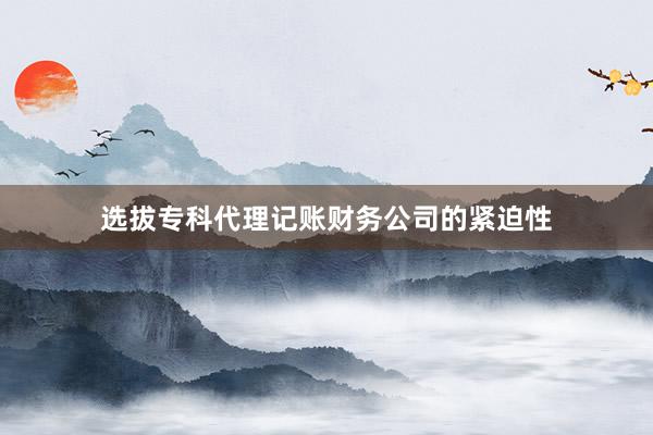 选拔专科代理记账财务公司的紧迫性