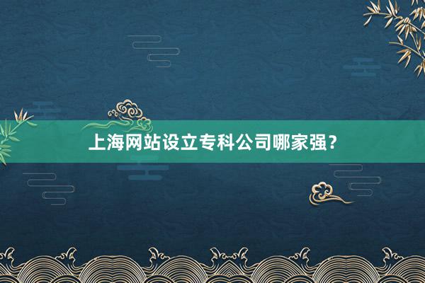 上海网站设立专科公司哪家强？